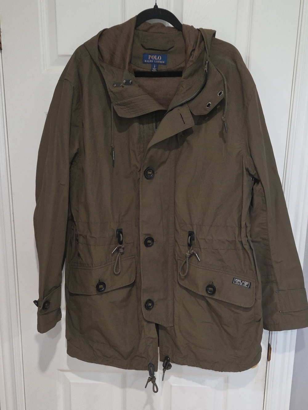 Mens Polo by Ralph Lauren Olive Hooded Field Trench Jacket Size L